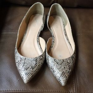 J. Crew Audrey D’orsay Glitter Snakeskin Flats